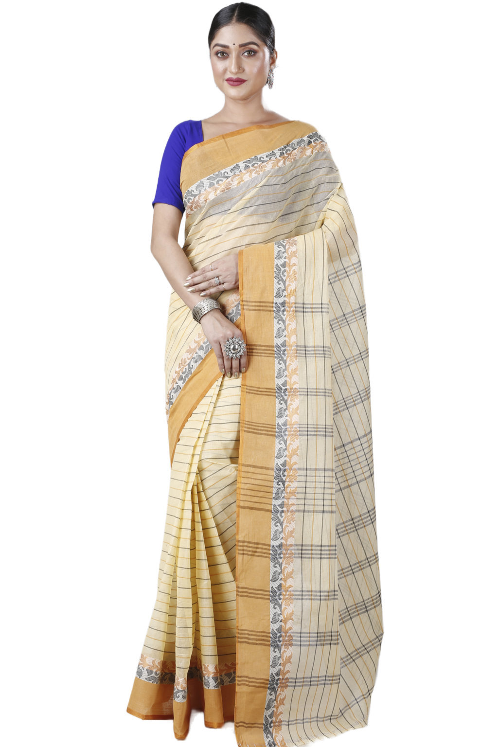 Yellow Pure Cotton Subha Tant Saree (1083)